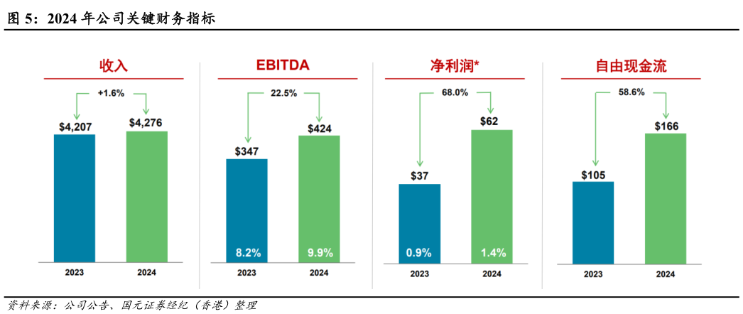 想问下各位网友2024 年公司关键财务指标