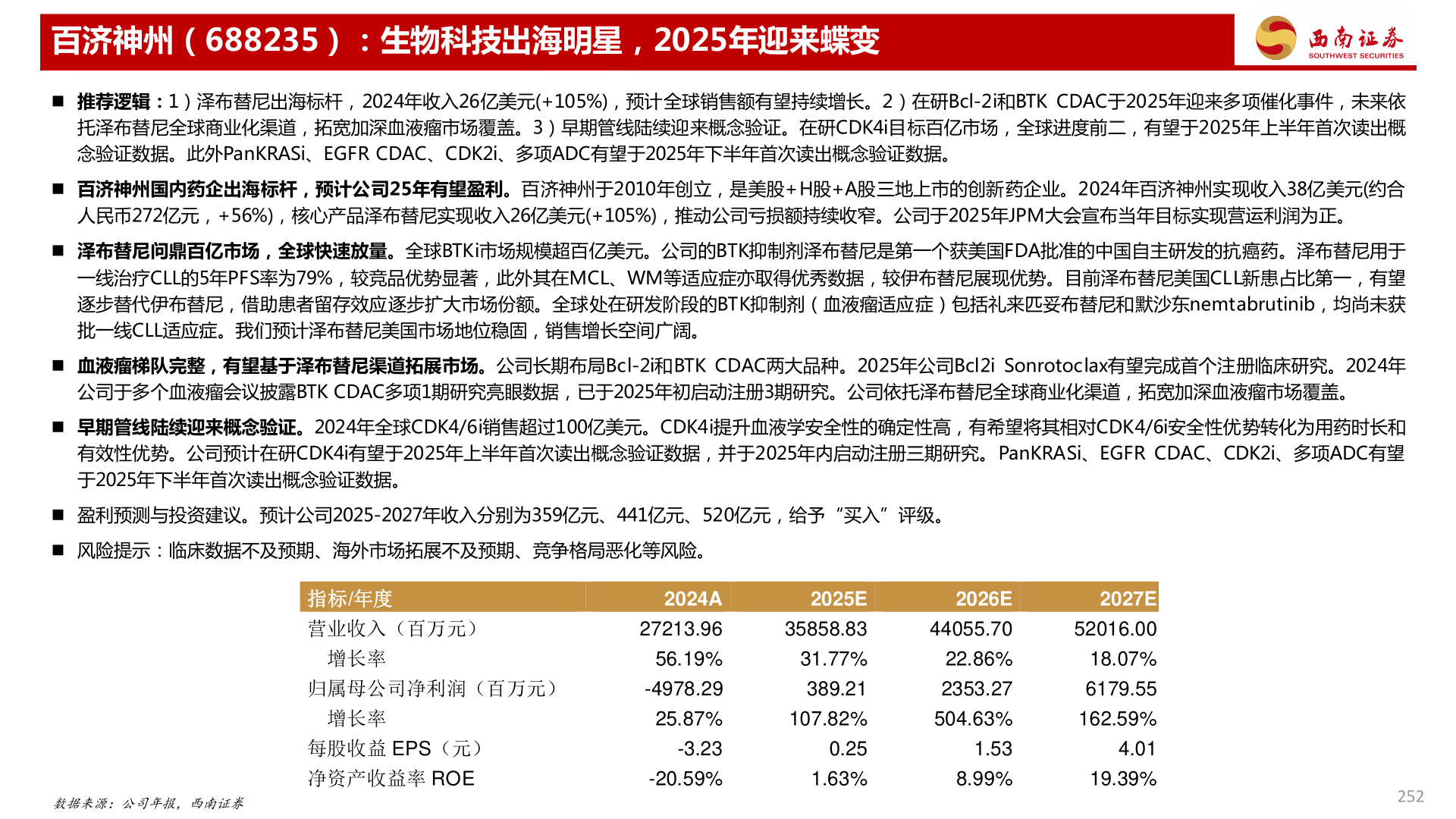 怎样理解百济神州（688235）：生物科技出海明星，2025年迎来蝶变