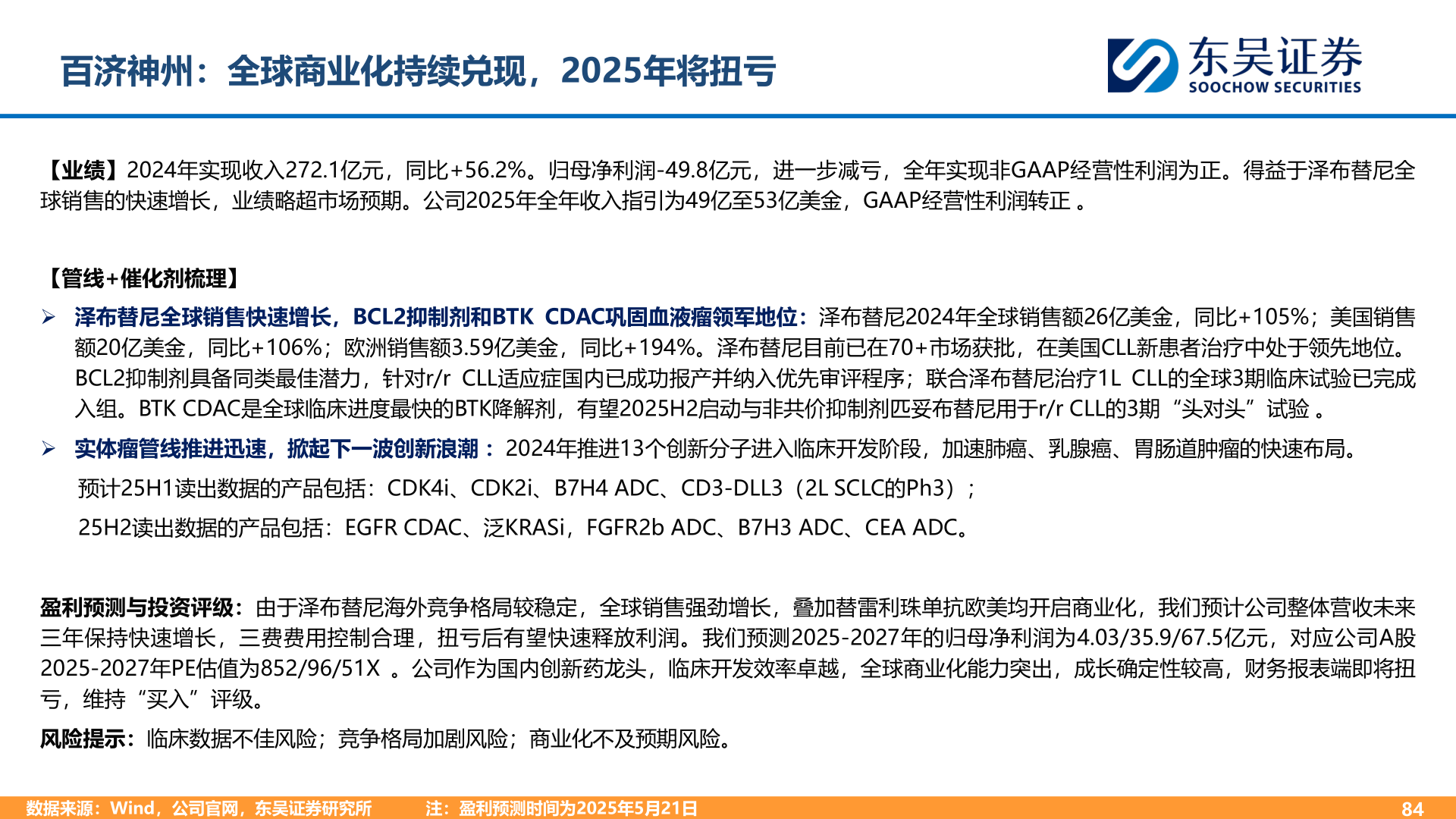 如何解释百济神州：全球商业化持续兑现，2025年将扭亏