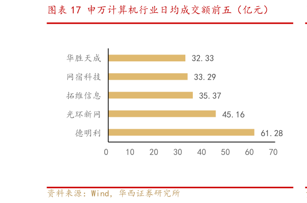 咨询大家申万计算机行业日均成交额前五（亿元）