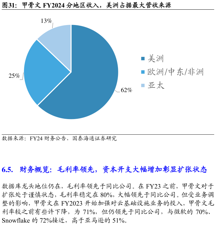 咨询大家甲骨文 FY2024 分地区收入，美洲占据最大营收来源