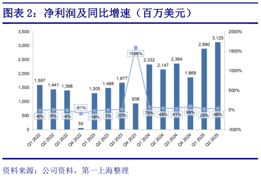 如何了解净利润及同比增速（百万美元）