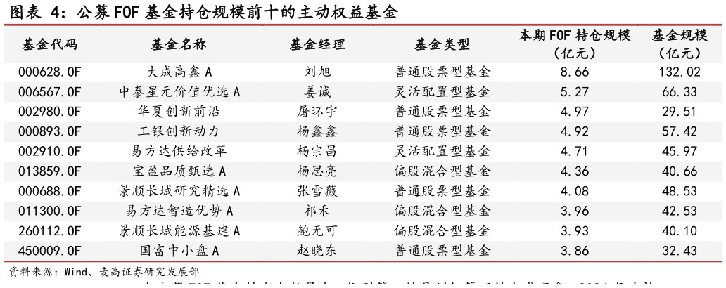 如何看待公募 FOF 基金持仓规模前十的主动权益基金