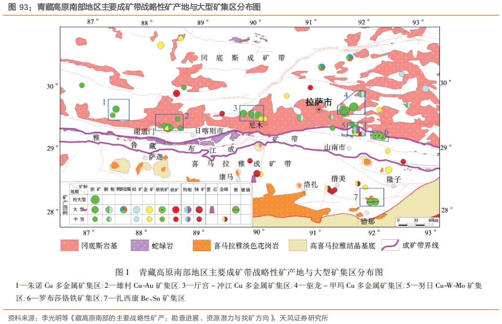 各位网友请教一下青藏高原南部地区主要成矿带战略性矿产地与大型矿集区分布图