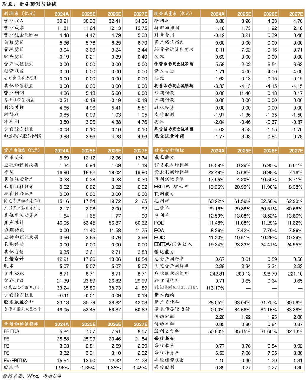 如何了解附表：财务预测与估值