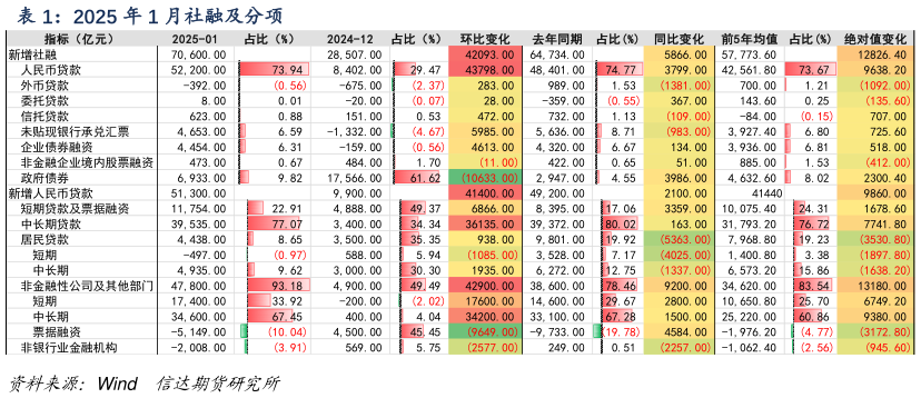 如何解释2025 年 1 月社融及分项?