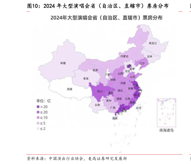 谁知道2024 年大型演唱会省（自治区、直辖市）票房分布?