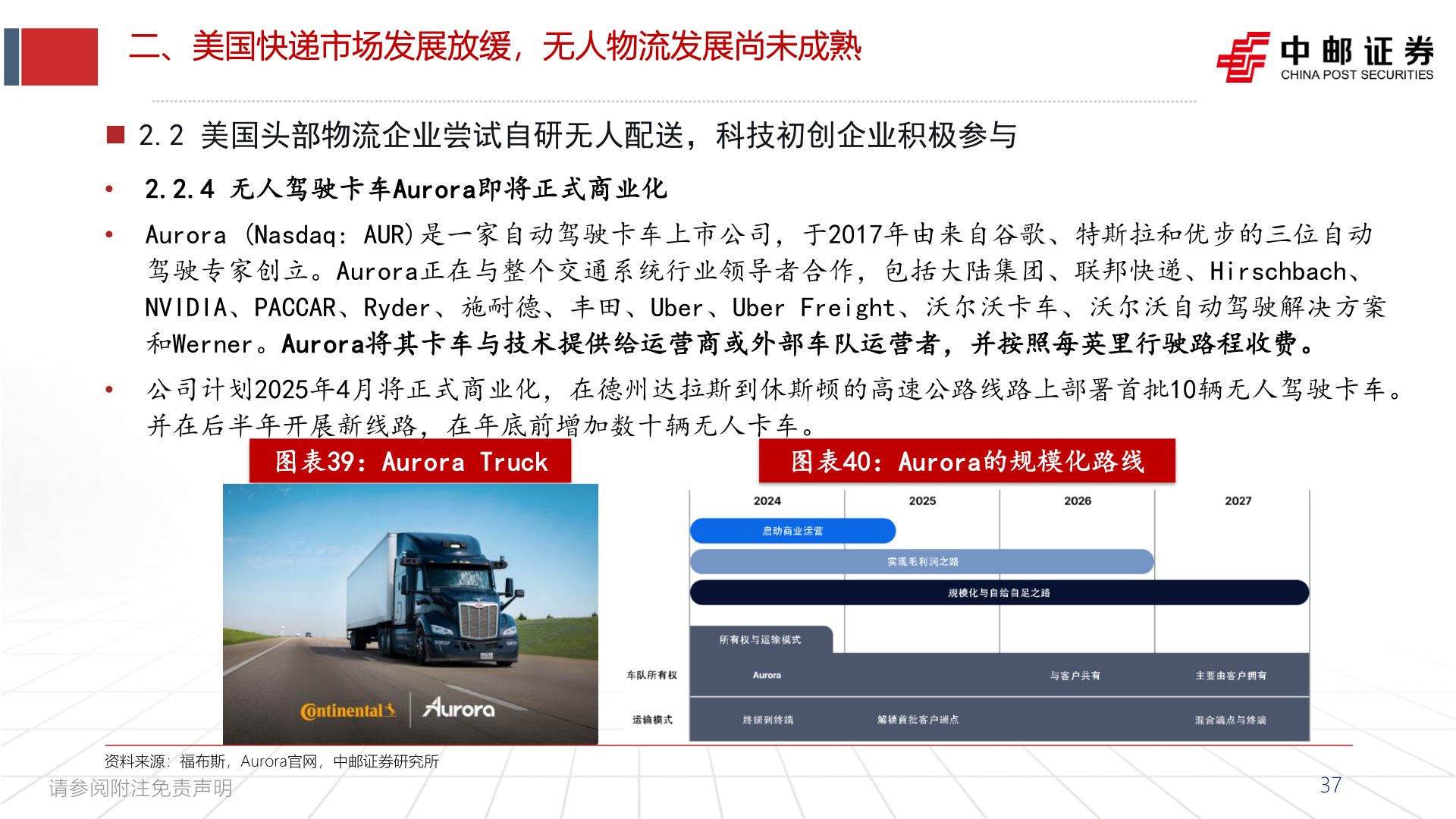 想关注一下二、美国快递市场发展放缓，无人物流发展尚未成熟