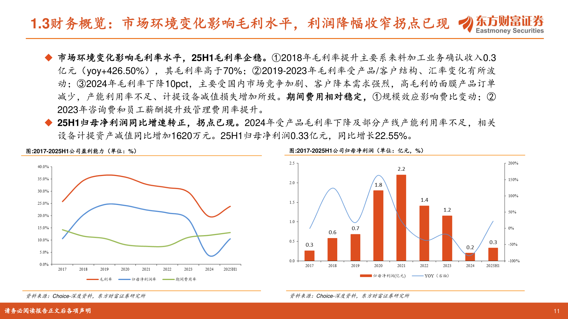 怎样理解1.3财务概览：市场环境变化影响毛利水平，利润降幅收窄拐点已现