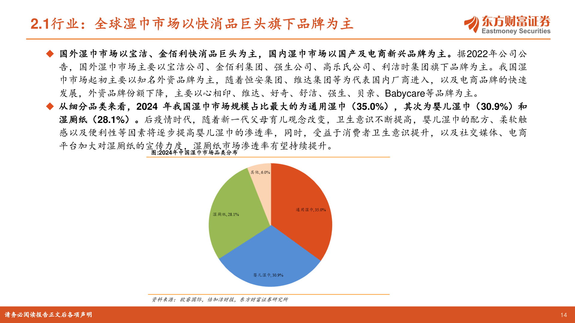 咨询大家2.1行业：全球湿巾市场以快消品巨头旗下品牌为主