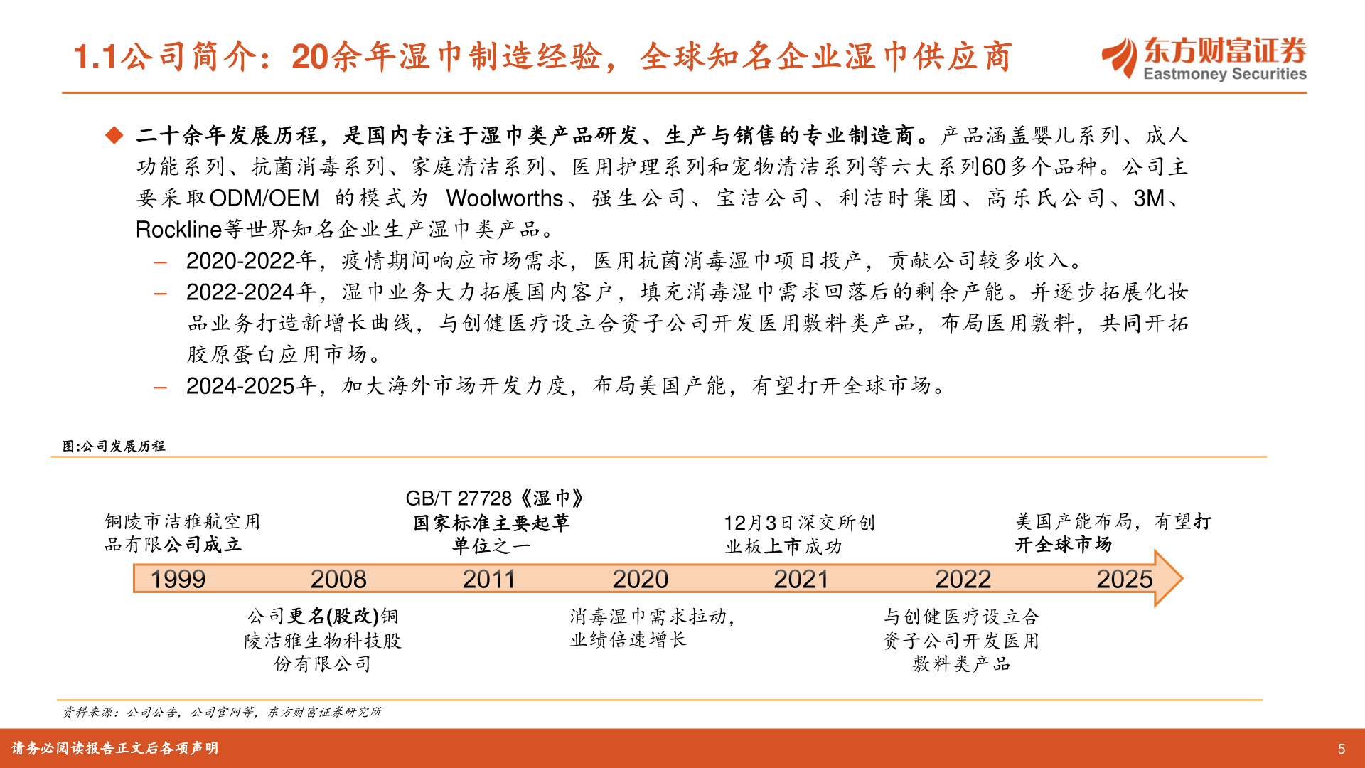 我想了解一下1.1公司简介：20余年湿巾制造经验，全球知名企业湿巾供应商