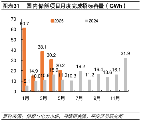 想关注一下国内储能项目月度完成招标容量（GWh）