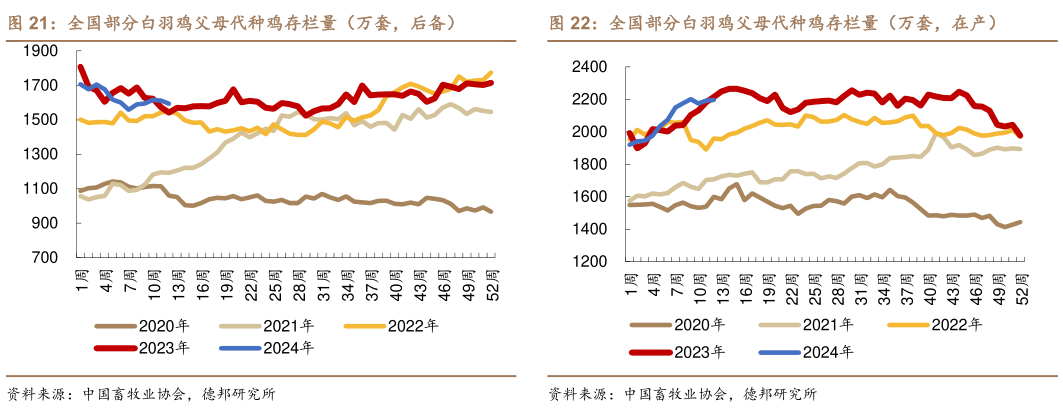 一起讨论下全国部分白羽鸡父母代种鸡存栏量(万套,后备)全国部分白羽鸡父母代种鸡存栏量(万套,在产)?