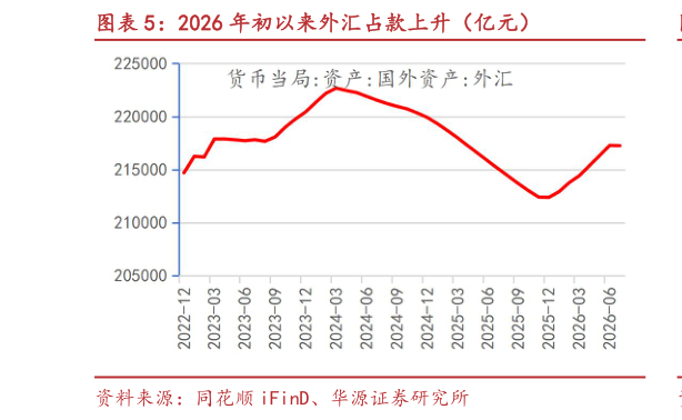 咨询大家2026 年初以来外汇占款上升（亿元）