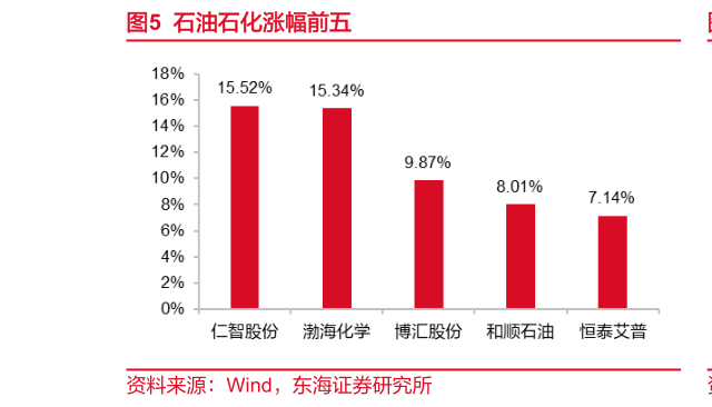 如何解释石油石化涨幅前五?