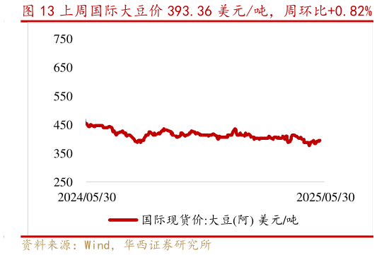 一起讨论下上周国际大豆价 393.36 美元吨,周环比0.82%?