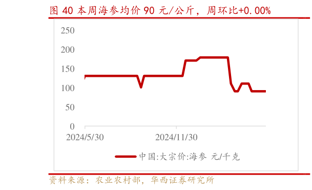 如何看待本周海参均价 90 元公斤,周环比0.00%?