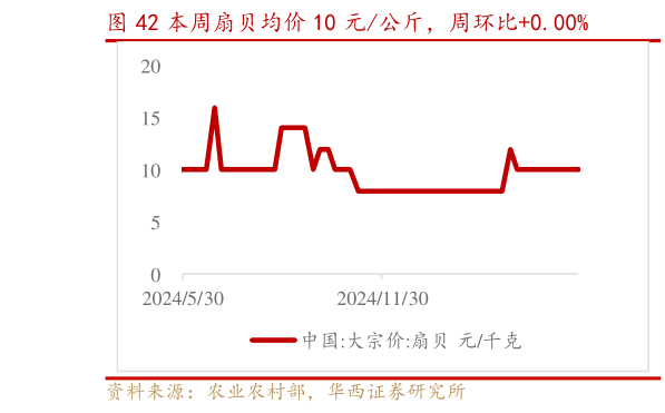 想问下各位网友本周扇贝均价 10 元公斤,周环比0.00%?