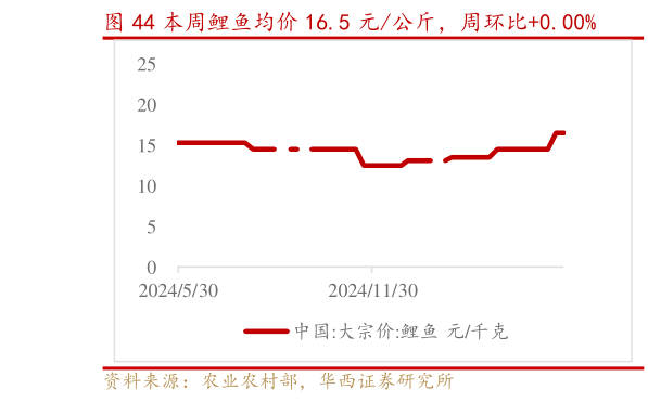 如何看待本周鲤鱼均价 16.5 元公斤,周环比0.00%?