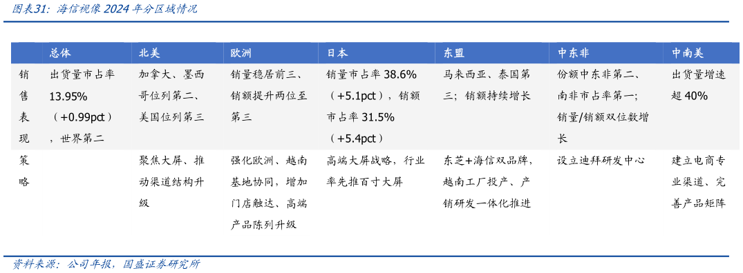 想关注一下海信视像2024年分区域情况