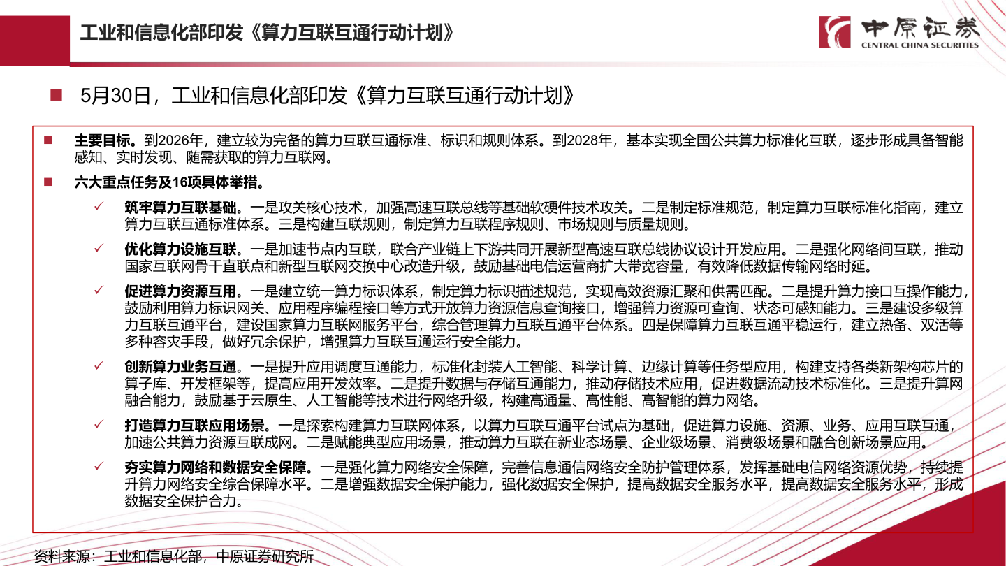 我想了解一下工业和信息化部印发《算力互联互通行动计划》