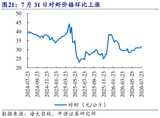 想关注一下7 月 31 日对虾价格环比上涨?