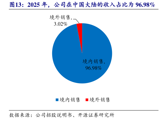 怎样理解2025 年，公司在中国大陆的收入占比为 96.98%