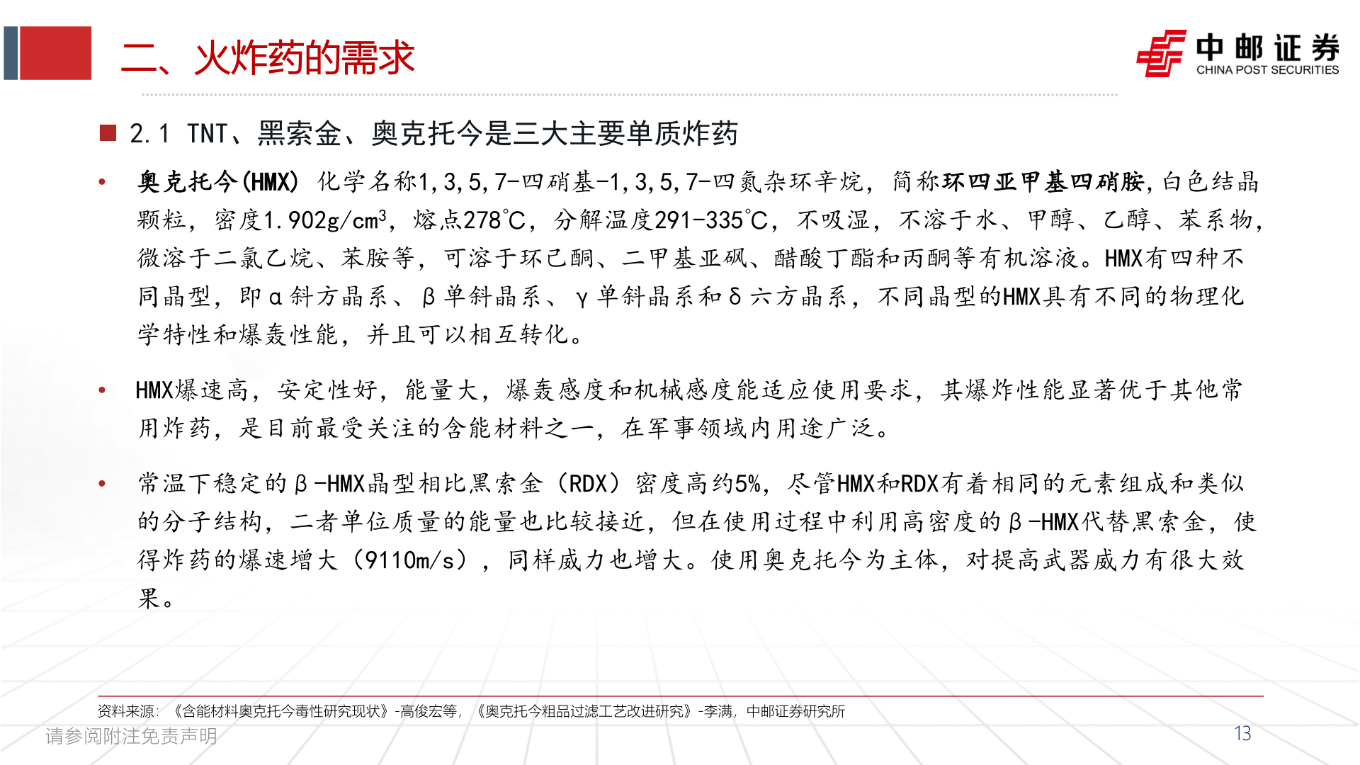 谁能回答二、火炸药的需求