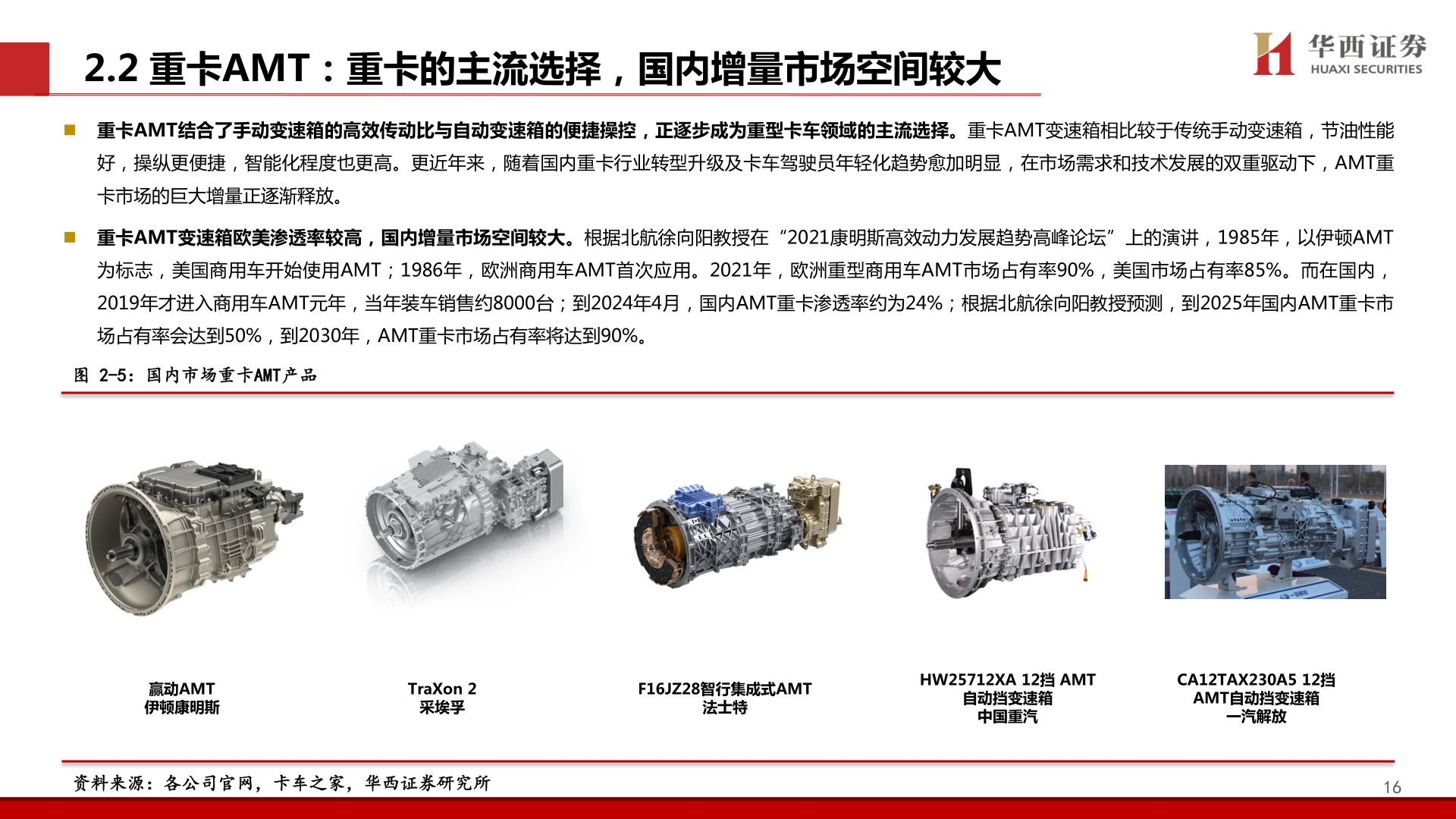 想问下各位网友2.2 重卡AMT：重卡的主流选择，国内增量市场空间较大