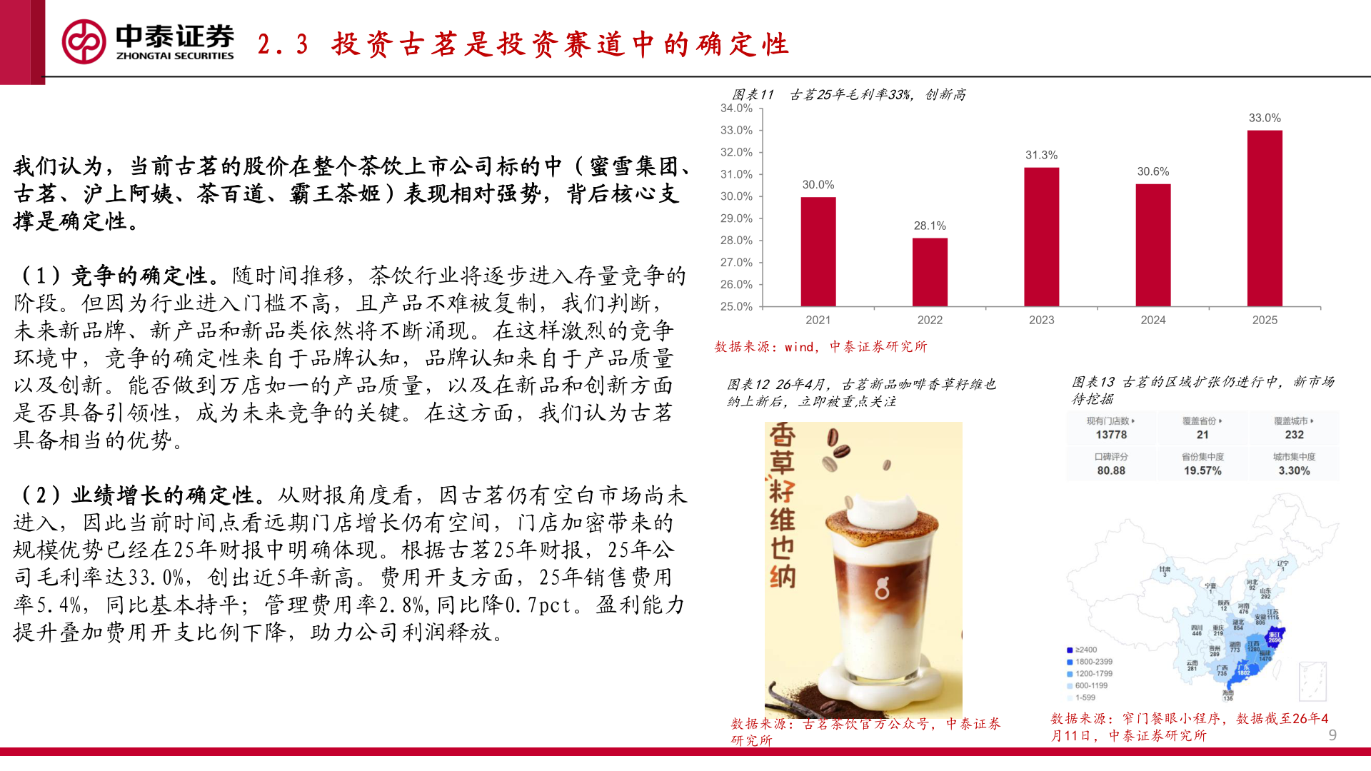 我想了解一下2 . 3   投 资 古 茗 是 投 资 赛 道 中 的 确 定 性