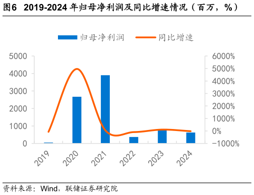 各位网友请教一下2019-2024 年归母净利润及同比增速情况（百万，%）
