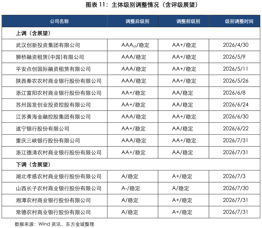 如何解释主体级别调整情况（含评级展望）