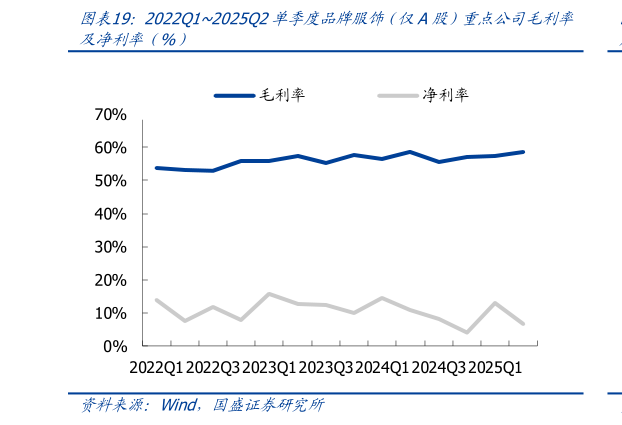 咨询下各位2022Q12025Q2单季度品牌服饰（仅A股）重点公司毛利率