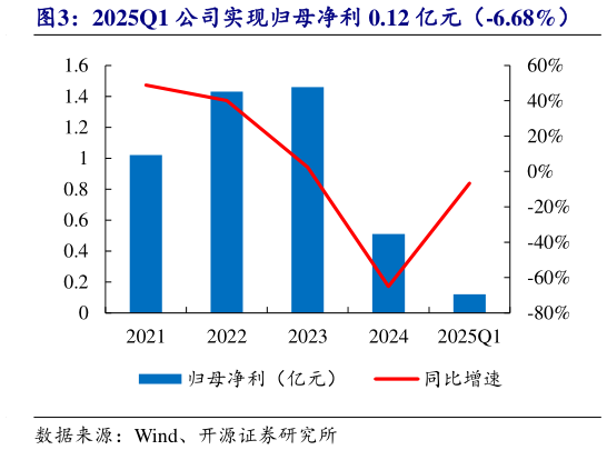 怎样理解2025Q1 公司实现归母净利 0.12 亿元（-6.68%）