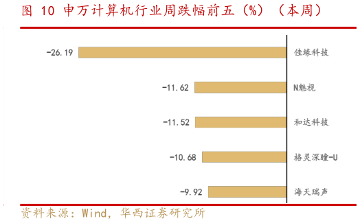 想关注一下申万计算机行业周跌幅前五（%）（本周）