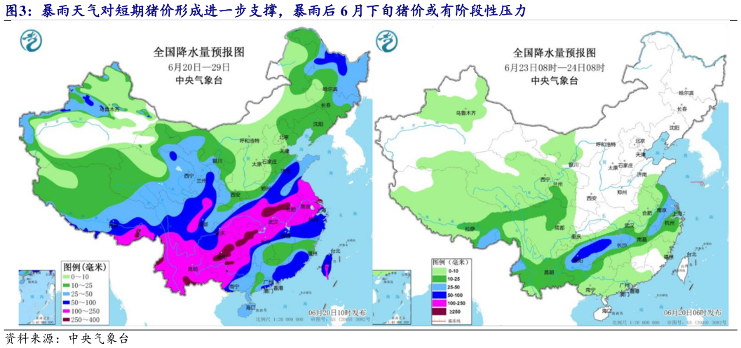 谁能回答暴雨天气对短期猪价形成进一步支撑，暴雨后 6 月下旬猪价或有阶段性压力?