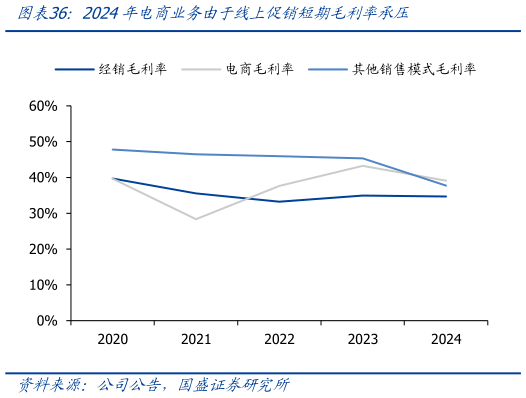 我想了解一下2024年电商业务由于线上促销短期毛利率承压?