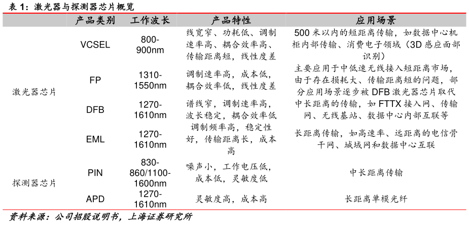 请问一下激光器与探测器芯片概览?