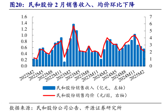如何解释民和股份 2 月销售收入、均价环比下降?