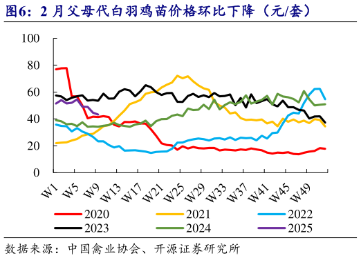 如何解释2 月父母代白羽鸡苗价格环比下降(元套)?