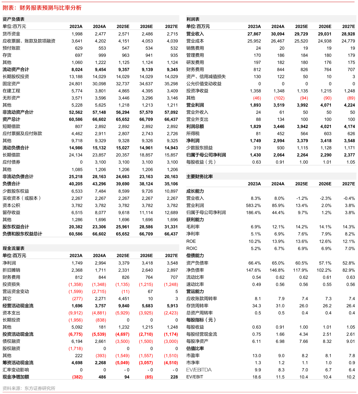 我想了解一下附表：财务报表预测与比率分析