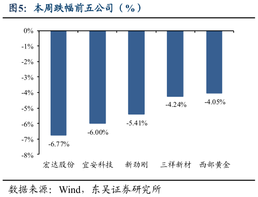 如何看待本周跌幅前五公司（%）
