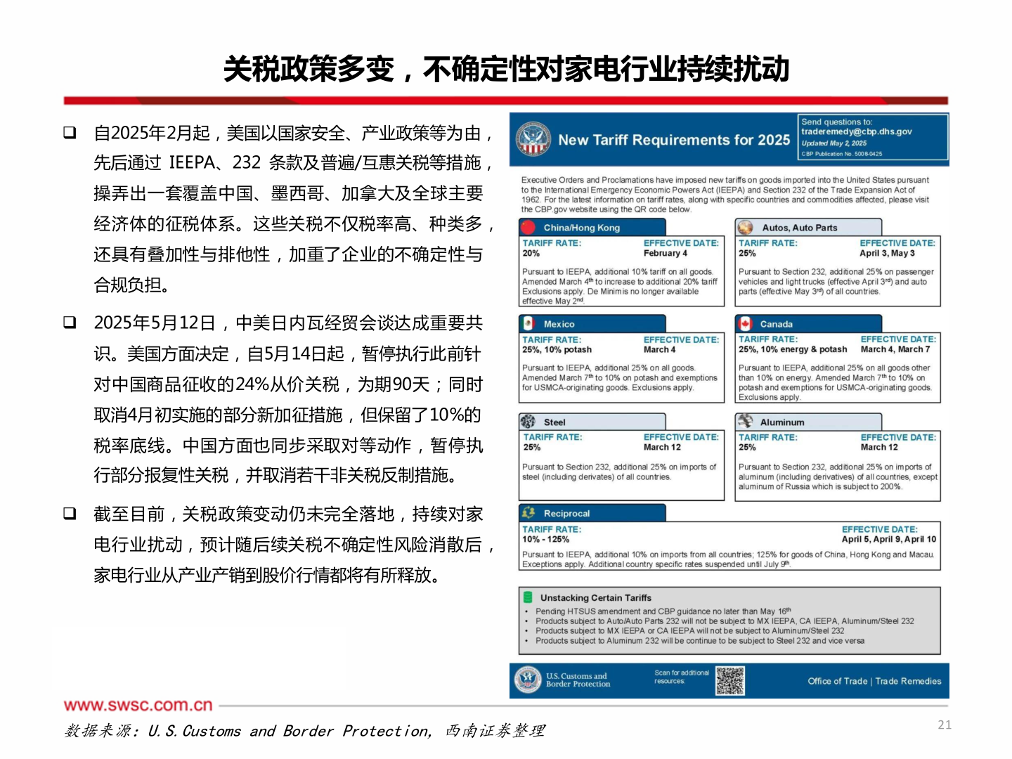 如何才能关税政策多变，不确定性对家电行业持续扰动