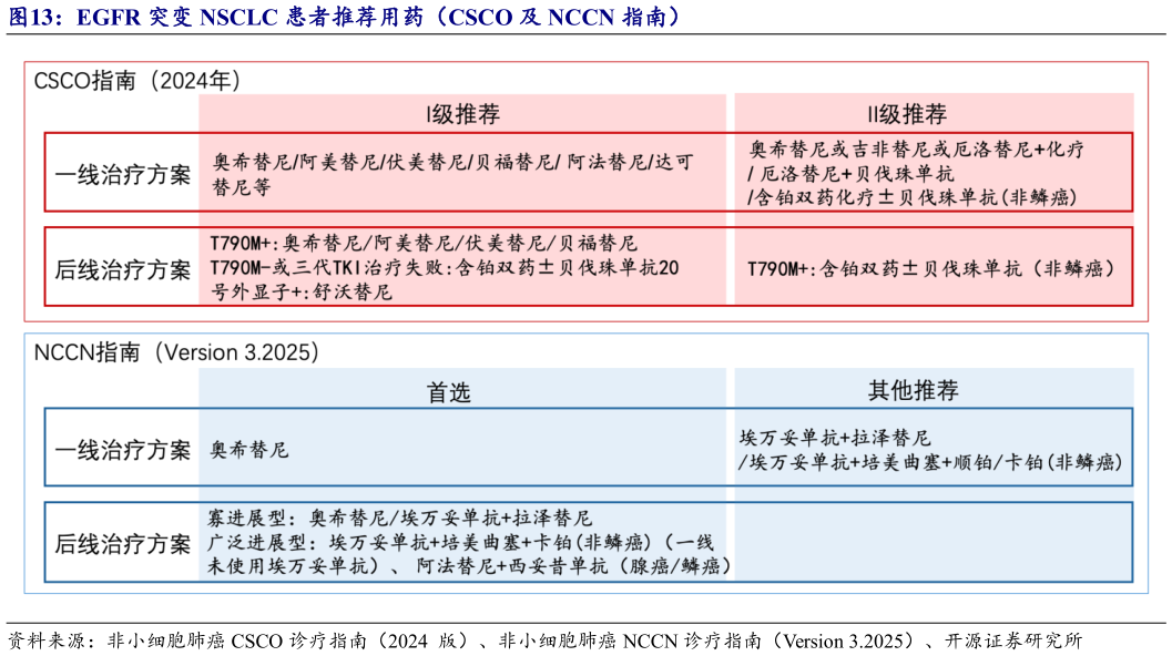 我想了解一下EGFR 突变 NSCLC 患者推荐用药（CSCO 及 NCCN 指南）
