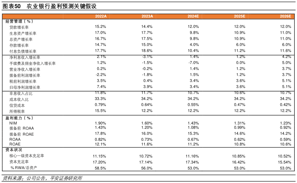 如何才能农业银行盈利预测关键假设?