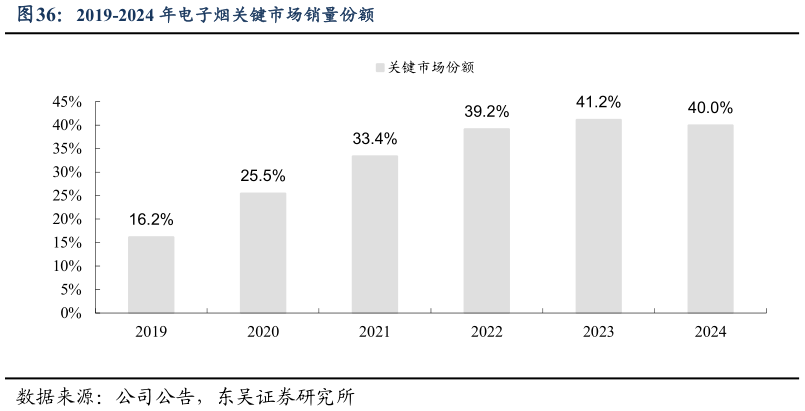 咨询大家2019-2024 年电子烟关键市场销量份额