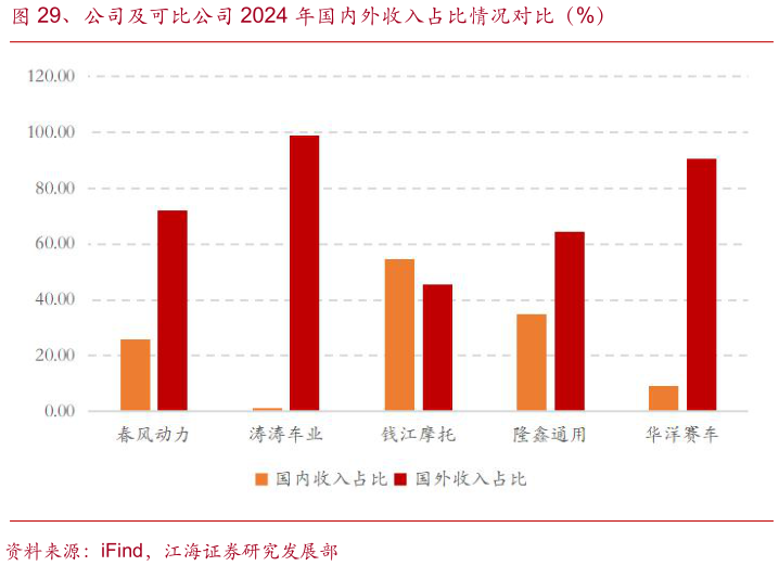 谁能回答、公司及可比公司 2024 年国内外收入占比情况对比（%）