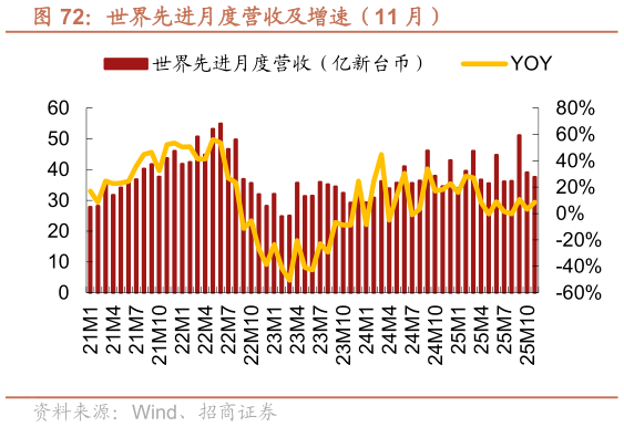 如何解释世界先进月度营收及增速（11 月）