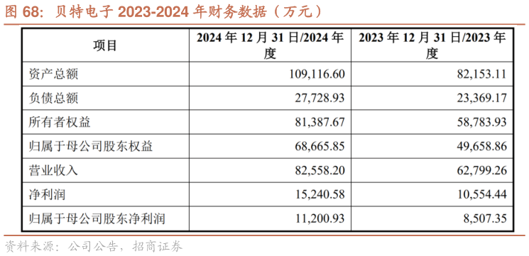 如何解释贝特电子 2023-2024 年财务数据（万元）