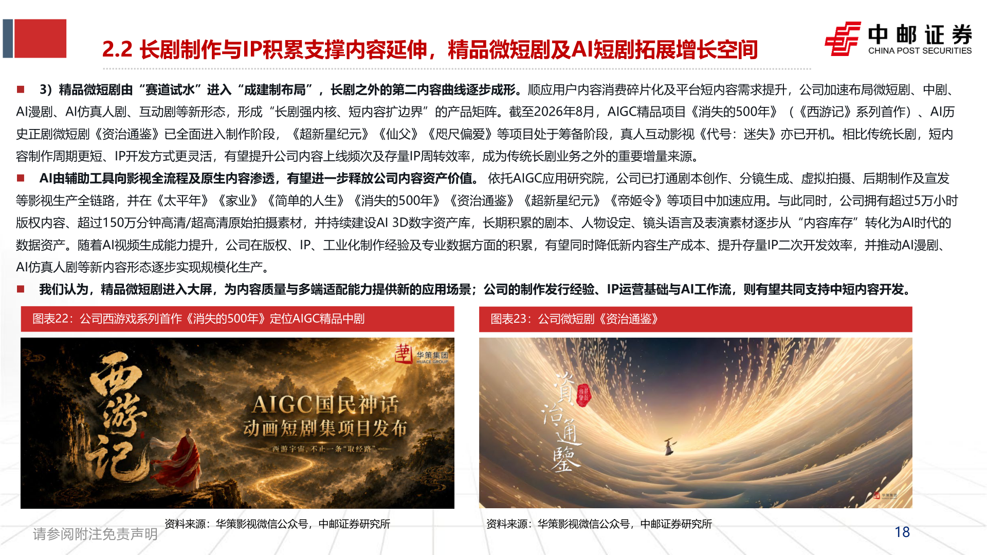 你知道2.2 长剧制作与IP积累支撑内容延伸，精品微短剧及AI短剧拓展增长空间